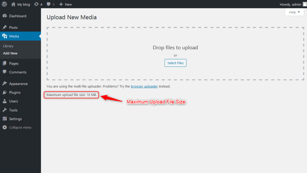 How to check maximum upload file size on your WordPress website step-2
