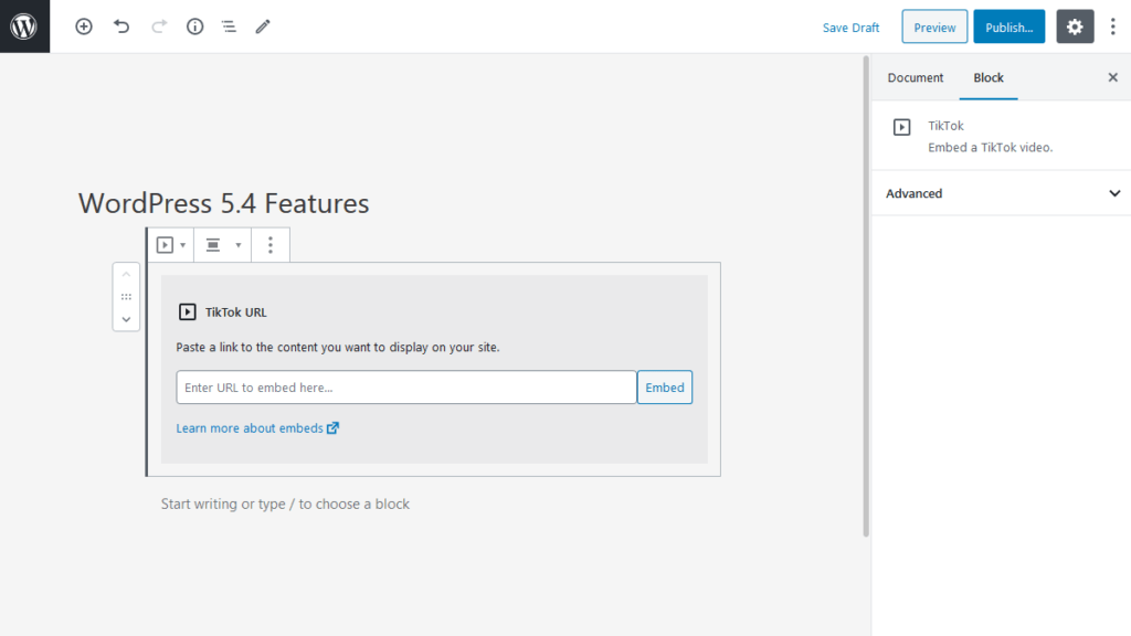 TikTok Embed in WordPress 5.4 Update