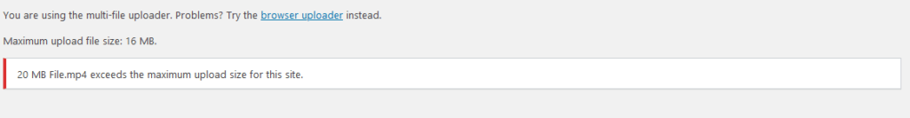file.mp4 exceeds the maximum upload size for this site - error