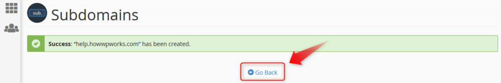 Click on 'Go Back' button